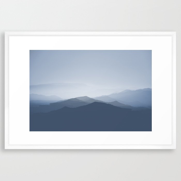 Mountain Blue Range - Landscape Travel photography by Ingrid Beddoes Framed Art Print