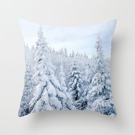 Snow covered forest Throw Pillow