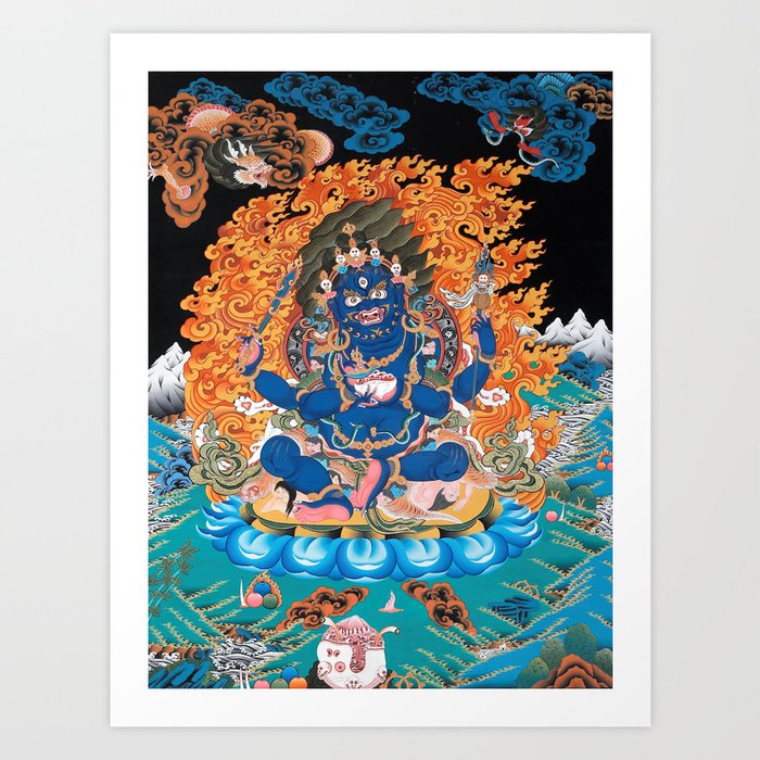 Four-Armed Mahakala Buddhist Thangka  Art Print