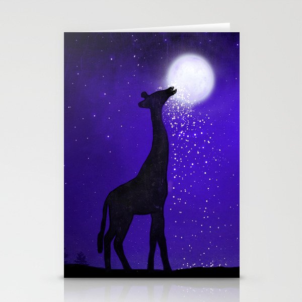 watch out here lives a hungry giraffe. Stationery Cards