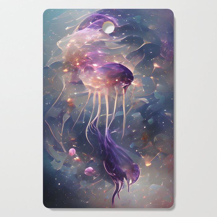 Colourful Abstract AI Art Jellyfish Cutting Board