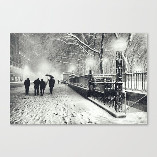 New York City Snow Bryant Park Canvas Print