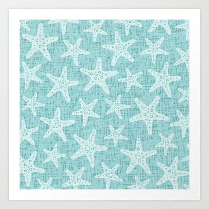 Sweet Starfish Pattern 245 Aqua Art Print
