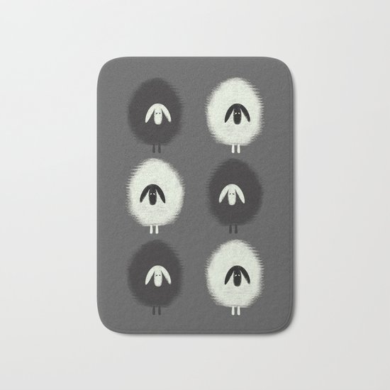 Sheep black & white Bath Mat