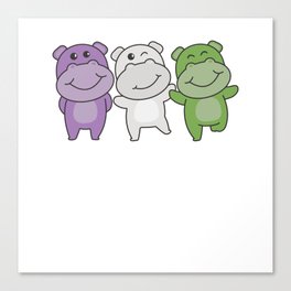 Genderqueer Flag Pride Lgbtq Cute Hippo Canvas Print