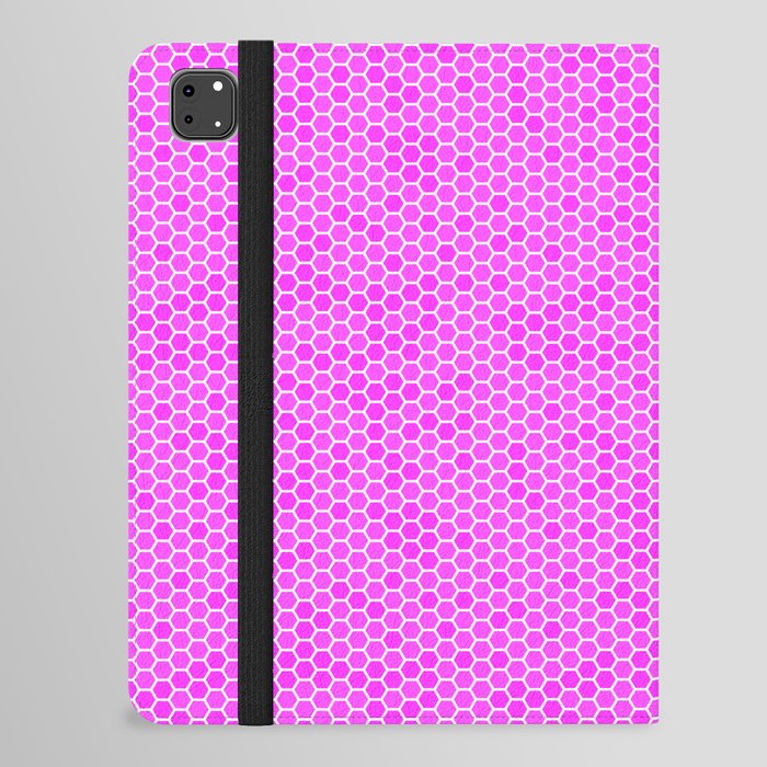 Large Hot Pink Honeycomb Bee Hive Geometric Hexagonal Design iPad Folio Case