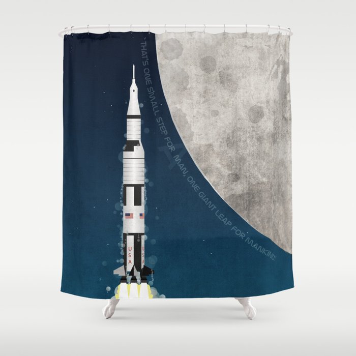 Apollo Rocket Launch to the Moon Shower Curtain