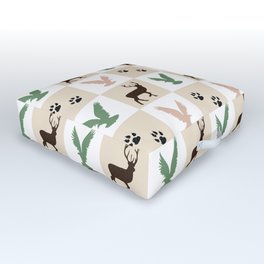 Animal Pattern Outdoor Floor Cushion | Wildlife, Whitetailed, Neutral, Pattern, Eagle, Animal, Pawprints, Digital, Paw, Green 
