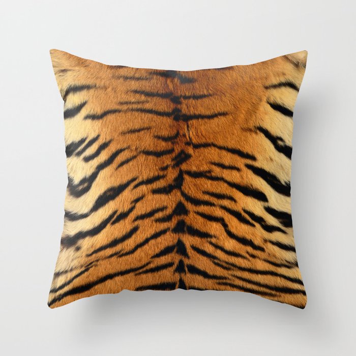 Faux Siberian Tiger Skin Design Throw Pillow