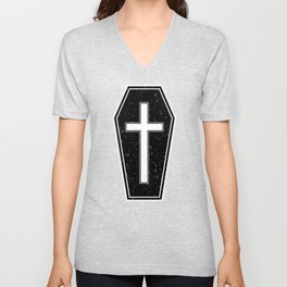 Classic Horror Distressed Gothic Coffin V Neck T Shirt
