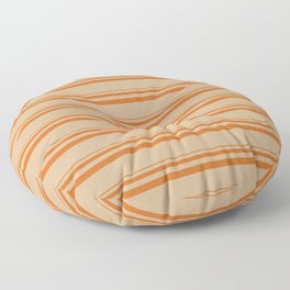 [ Thumbnail: Chocolate and Tan Colored Lined/Striped Pattern Floor Pillow ]