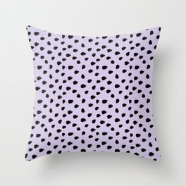 Lilac and Black Seamless Pattern Paint Brush Strokes Throw Pillow