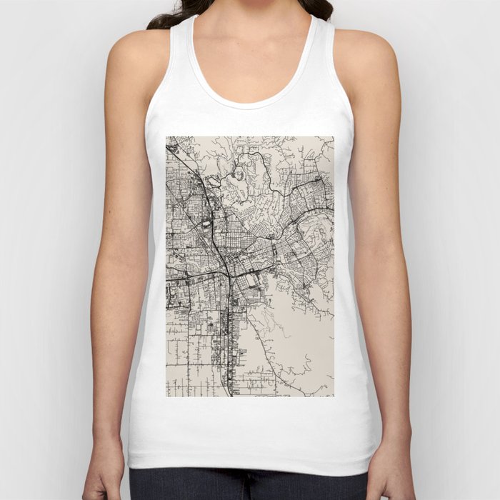 Santa Rosa USA - City Map - Black and White Aesthetic Tank Top