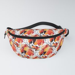 Watercolor Tropical Orchid in Bohemian Pattern Fanny Pack
