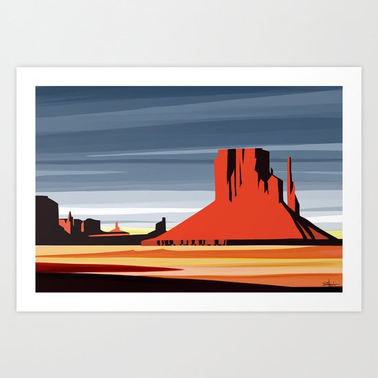 Monument Valley sunset magic realisim Art Print