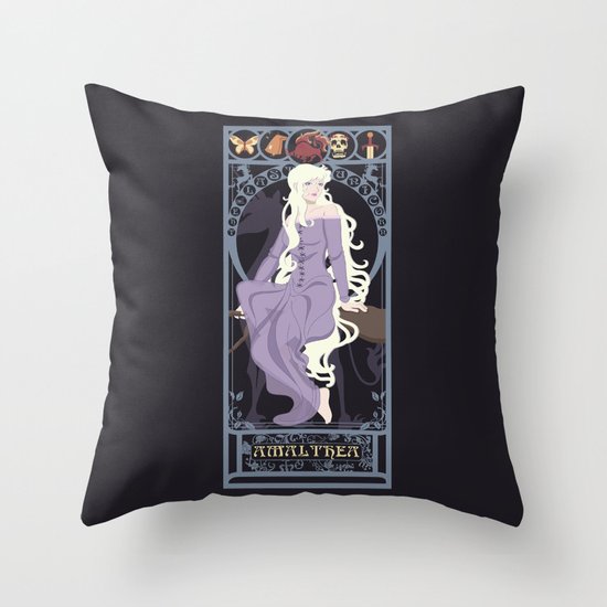 Amalthea Nouveau - The Last Unicorn Throw Pillow