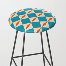 Geometric Diamond Pattern 824 Orange Turquoise and Beige Bar Stool