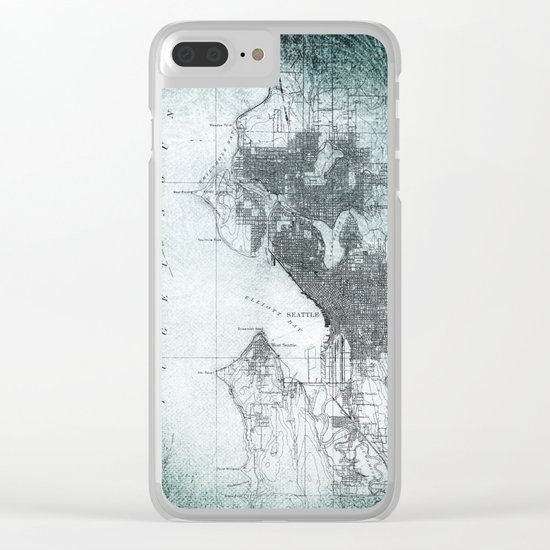 Vintage Seattle City Map Clear iPhone Case