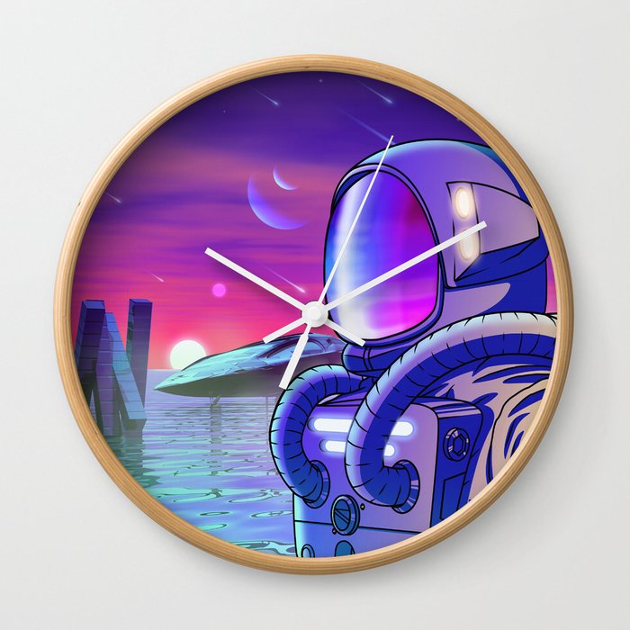 Astronaut Lost in Water Planet Wall Clock