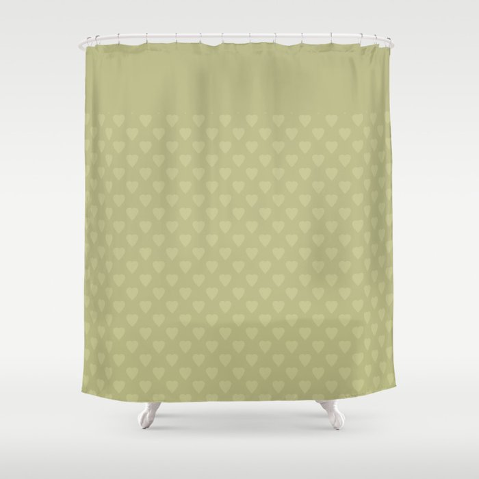 Mustard Color Monochrome Pattern Of Hearts Shower Curtain By