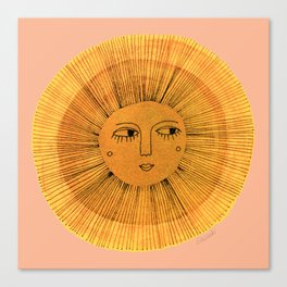Sun Drawing Gold and Pink Canvas Print