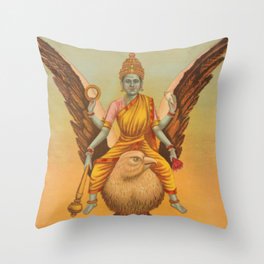 Sarasvati Godness On a Brown Spiritual Bird Throw Pillow