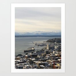 Seattle & The Olympics Art Print