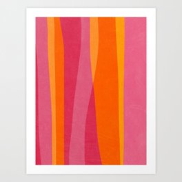 Orange Hot Pink Yellow Bright Modern Artwork Art Print