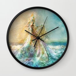 Shell Maiden Wall Clock | Coral, Shoreline, Mist, Pearl, Sea, Shell, Digital, People, Seashell, Painting 