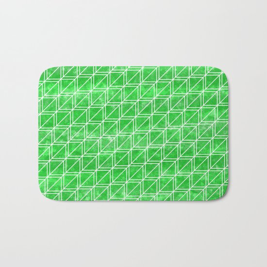 Green Geometric Pattern Bath Mat