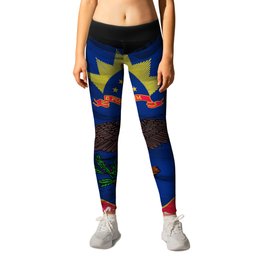 North Dakota state flag brush stroke, North Dakota flag background Leggings