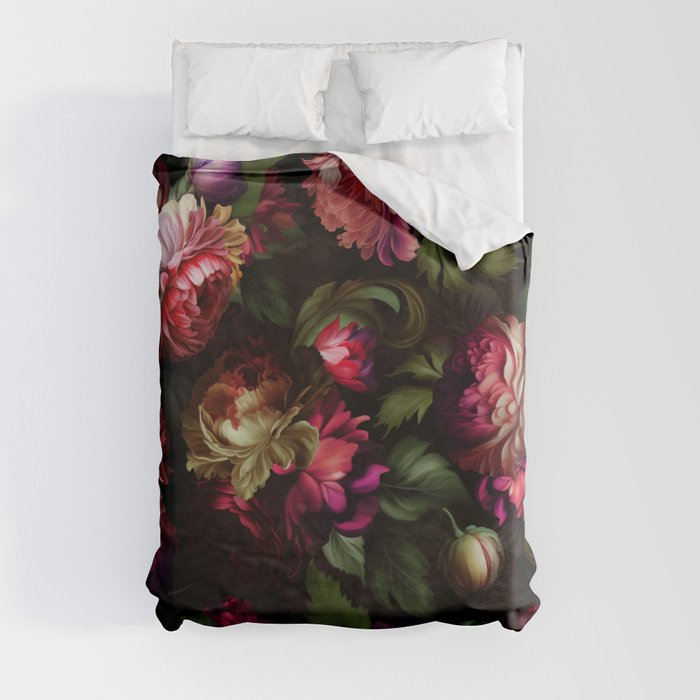 Dark Romantic Baroque Bold Night Garden Duvet Cover