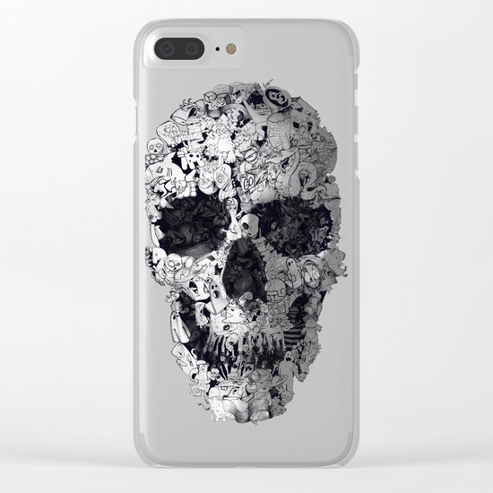 Doodle Skull Clear iPhone Case