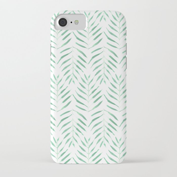 Palm trees in acqua and white iPhone Case