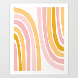Abstract Shapes 100 in Mustard Yellow and Pale Pink Art Print