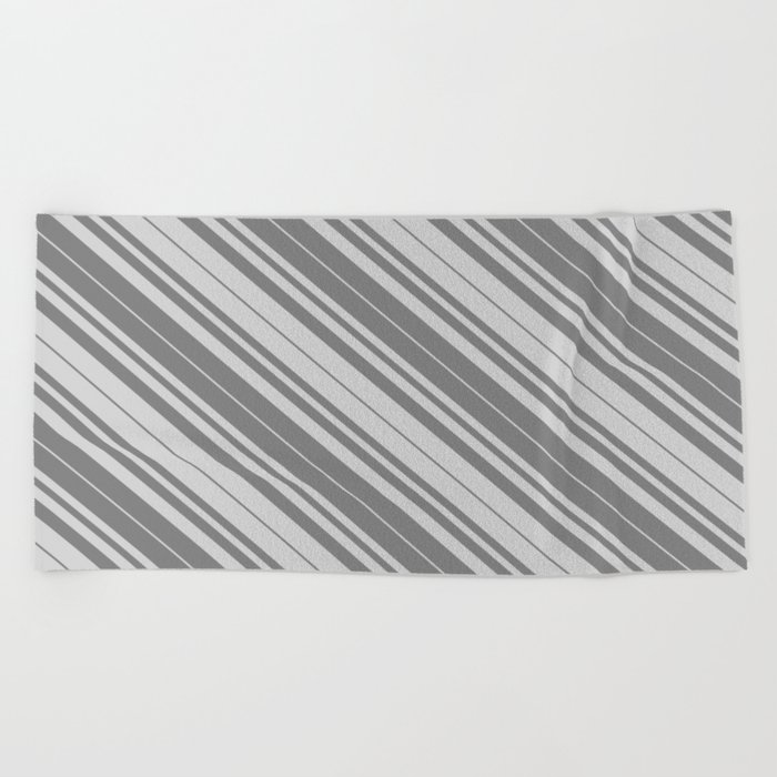 Gray & Light Grey Colored Lined Pattern Beach Towel