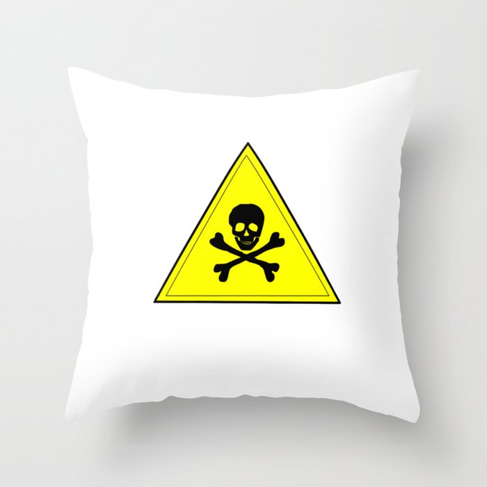Skull Hazard Sign Danger Caution Throw Pillow