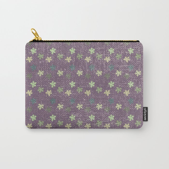 Vintage mauve purple green abstract leaves pattern Carry-All Pouch