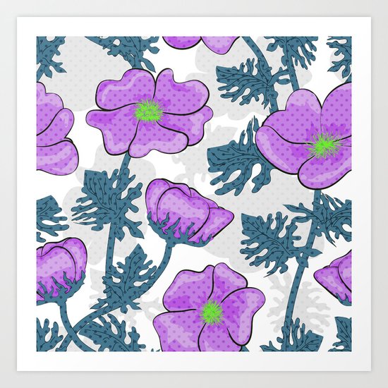 Flowers pink on white background. Art Print