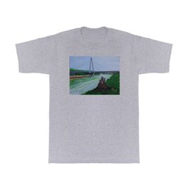 Christopher S. Bond Bridge  T Shirt | Painting, Rocks, Missouririver, Bridge, Rock, Mattstarr, Christophersbond, Acrylic, Landscape, Stone 