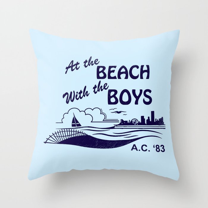 At the Beach with the Boys Throw Pillow