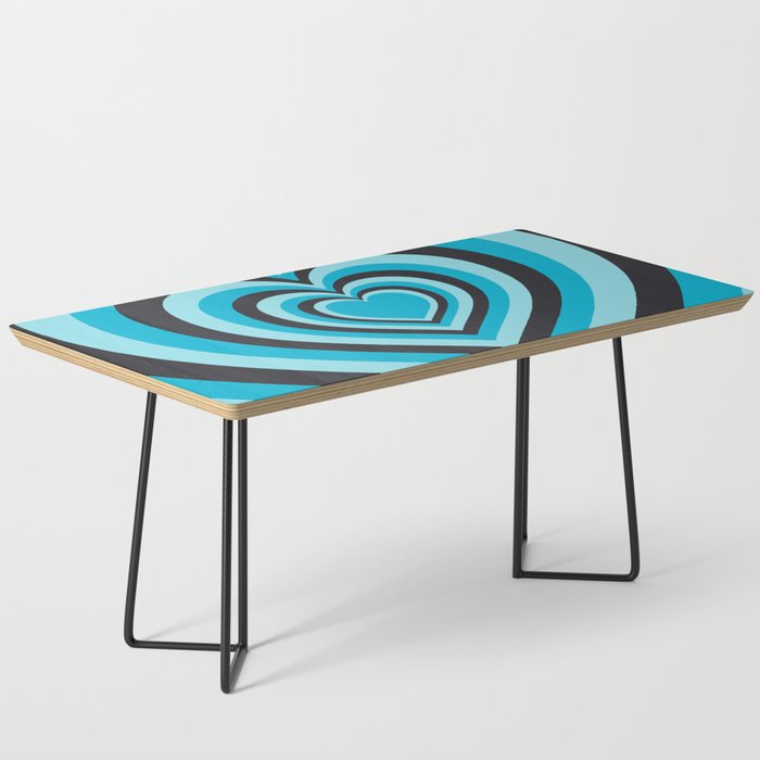 Retro Hypnotic Hearts Pattern in Blue (xii 2021) Coffee Table