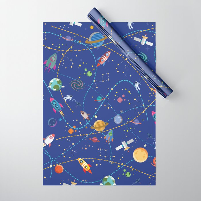 Space Rocket Pattern Wrapping Paper