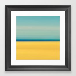 Yellow Sand Blue Sky Abstract Beach Photography Framed Art Print