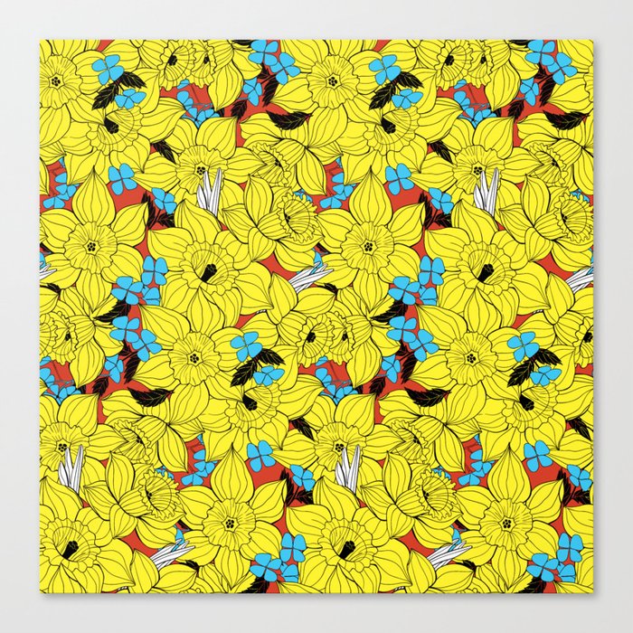 Daffodils spring floral pattern Canvas Print