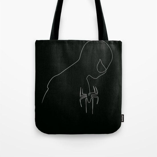 One line Black Spider Man Tote Bag