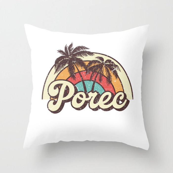 Porec beach city Throw Pillow