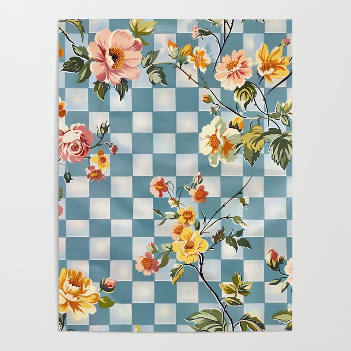Floral Gingham - Cheery Disposition Poster
