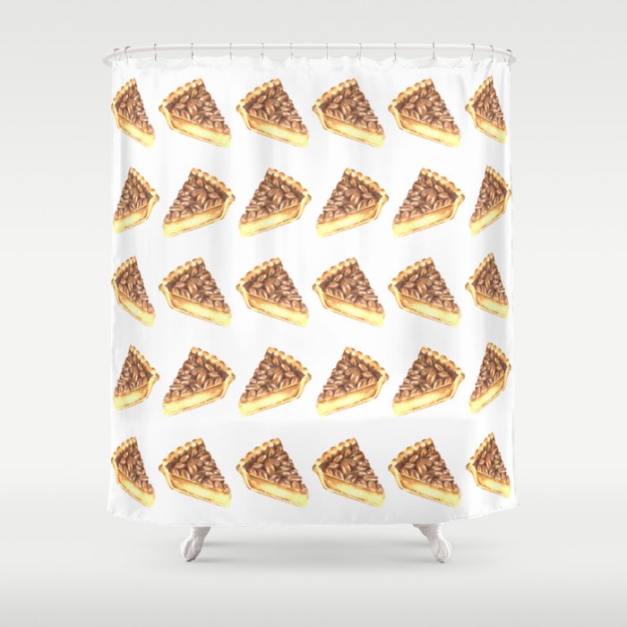 Watercolor Pecan Pie Pattern Shower Curtain