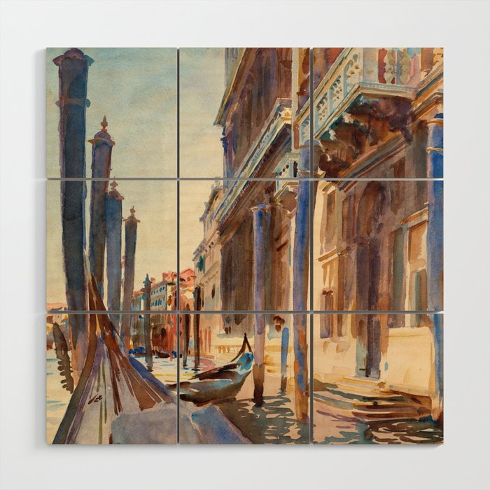Gondola Moorings on the Grand Canal, 1904-1907 by John Singer Sargent Wood Wall Art